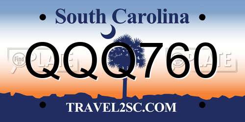 QQQ760 South Carolina License Plate