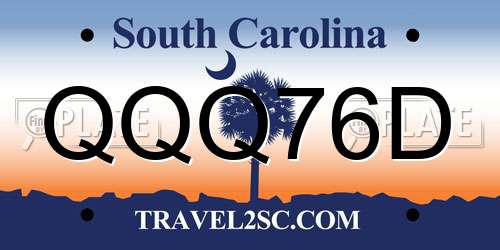 QQQ76D South Carolina License Plate