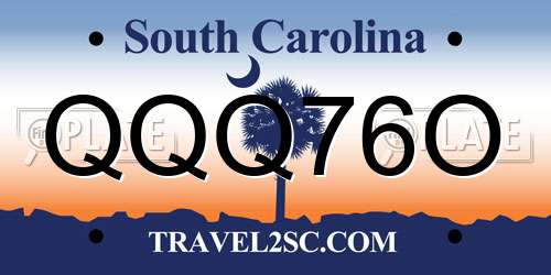 QQQ76O South Carolina License Plate