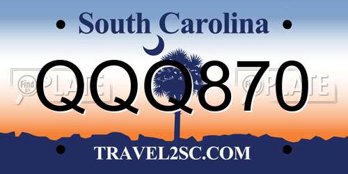 QQQ870 South Carolina License Plate