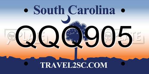 QQQ905 South Carolina License Plate