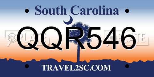 QQR546 South Carolina License Plate
