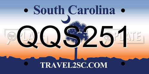 QQS251 South Carolina License Plate