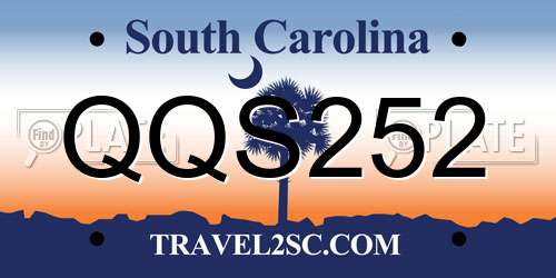 QQS252 South Carolina License Plate