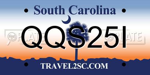 QQS25I South Carolina License Plate