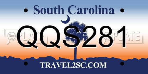 QQS281 South Carolina License Plate