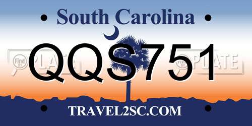 QQS751 South Carolina License Plate