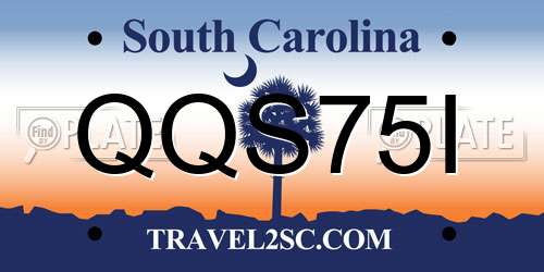 QQS75I South Carolina License Plate
