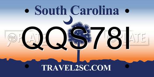 QQS78I South Carolina License Plate