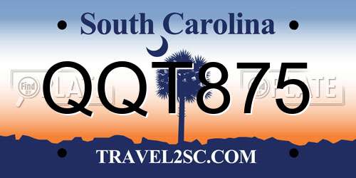 QQT875 South Carolina License Plate