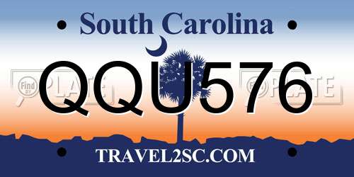 QQU576 South Carolina License Plate