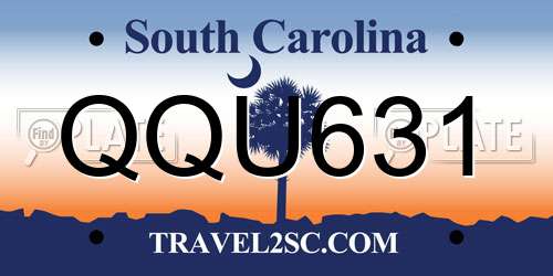QQU631 South Carolina License Plate
