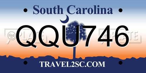 QQU746 South Carolina License Plate