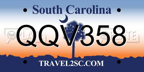 QQV358 South Carolina License Plate