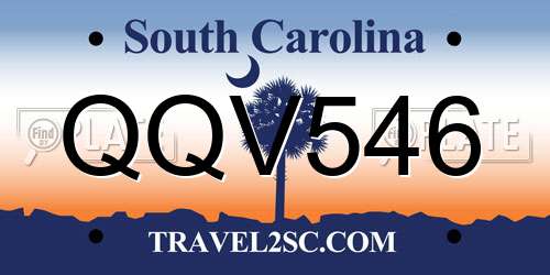 QQV546 South Carolina License Plate