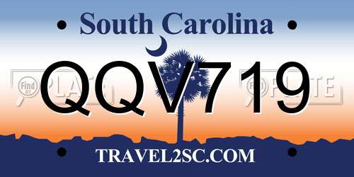 QQV719 South Carolina License Plate