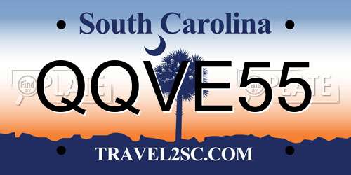 QQVE55 South Carolina License Plate