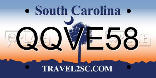 QQVE58 South Carolina License Plate