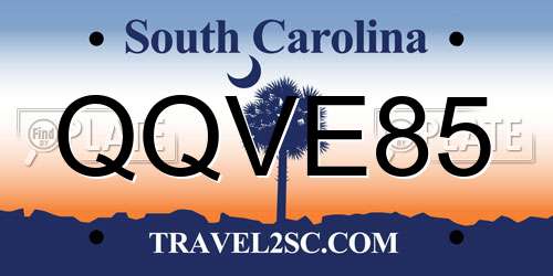 QQVE85 South Carolina License Plate