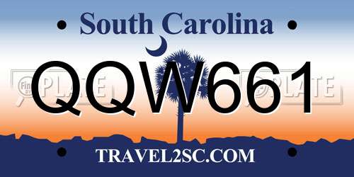 QQW661 South Carolina License Plate
