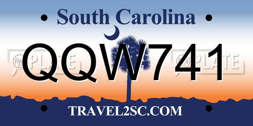 QQW741 South Carolina License Plate