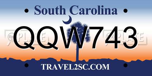 QQW743 South Carolina License Plate
