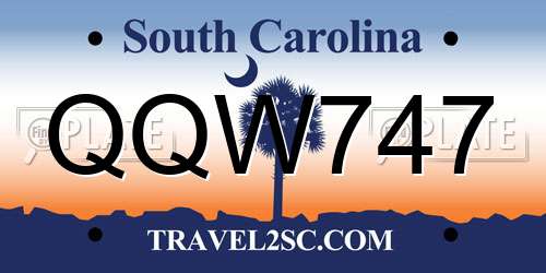 QQW747 South Carolina License Plate