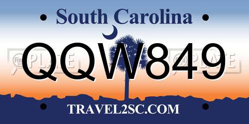 QQW849 South Carolina License Plate