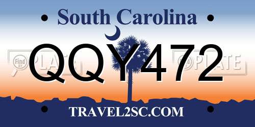 QQY472 South Carolina License Plate