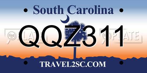 QQZ311 South Carolina License Plate
