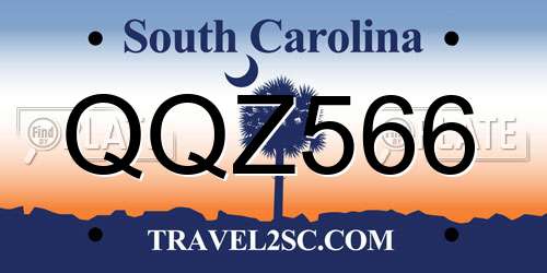 QQZ566 South Carolina License Plate