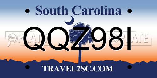 QQZ98I South Carolina License Plate