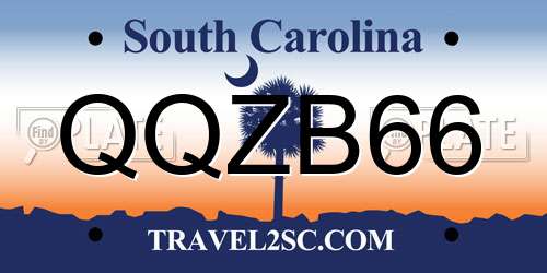 QQZB66 South Carolina License Plate