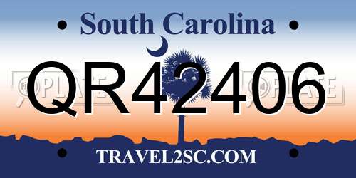 QR42406 South Carolina License Plate