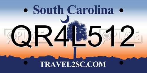 QR4L512 South Carolina License Plate