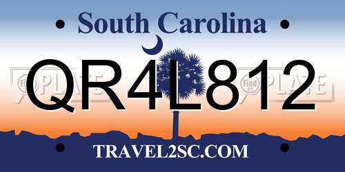 QR4L812 South Carolina License Plate