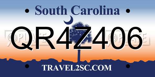 QR4Z406 South Carolina License Plate