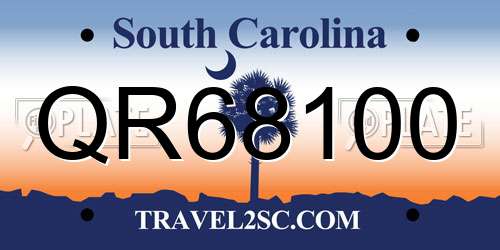 QR68100 South Carolina License Plate