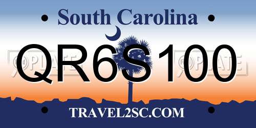 QR6S100 South Carolina License Plate
