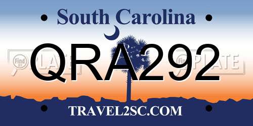 QRA292 South Carolina License Plate