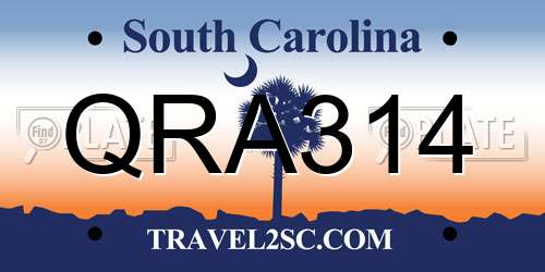 QRA314 South Carolina License Plate