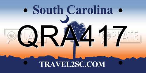 QRA417 South Carolina License Plate