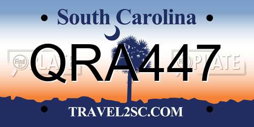 QRA447 South Carolina License Plate