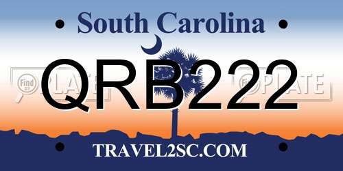 QRB222 South Carolina License Plate
