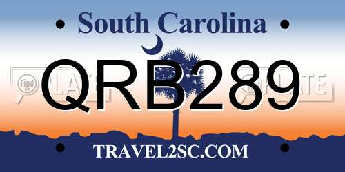 QRB289 South Carolina License Plate