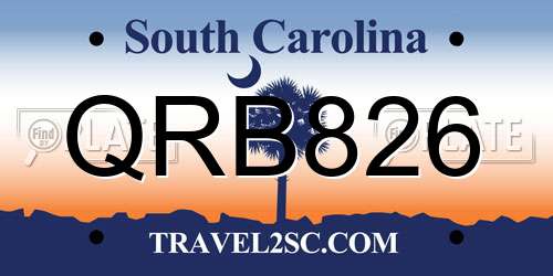 QRB826 South Carolina License Plate