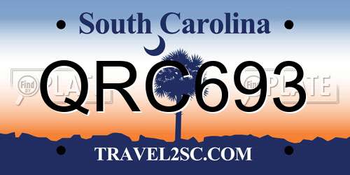 QRC693 South Carolina License Plate