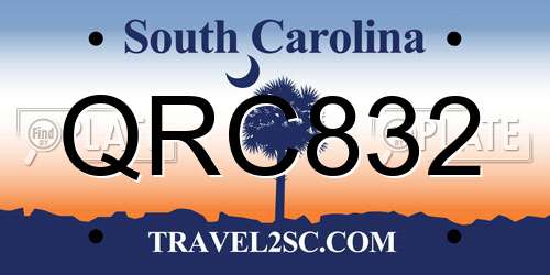 QRC832 South Carolina License Plate