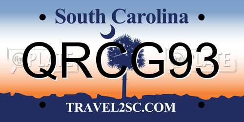 QRCG93 South Carolina License Plate