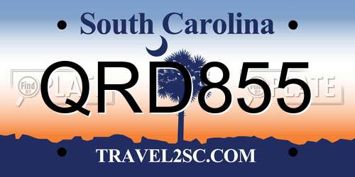 QRD855 South Carolina License Plate